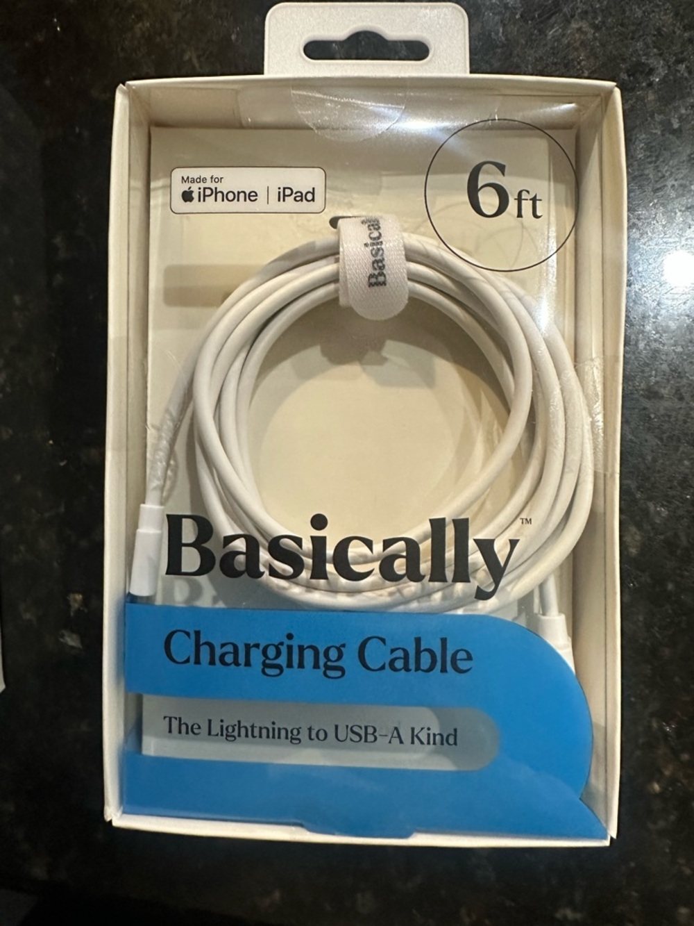 Basically 6ft White Lightning to USB-A Charging Cable for iPhone and iPad